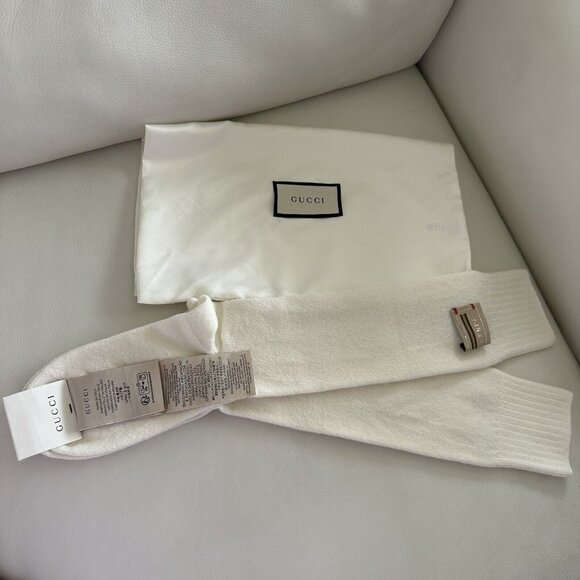 NWT GUCCI WHITE SOCKS COTTON Sz S Logo - Picture 1 of 5